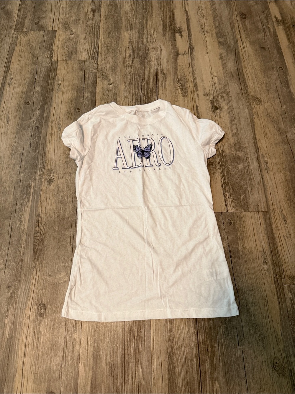 Aeropostale White Girls' Short Sleeve Tee with Lavender AERO Graphic